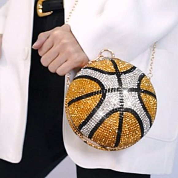 NEW BLING SWAROVSKI CRYSTAL RHINESTONE BASKETBALL CLUTCH HANDBAG PURSE +… - Picture 5 of 14